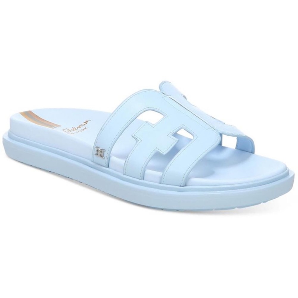 Sam Edelman Womens Valeri Blue‎ Leather Slip On Slide Sandals Shoes 8.5